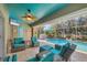 Relax on the covered patio overlooking the sparkling, screened-in pool at 100 Hobo Rd, Rotonda West, FL 33947