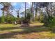 A backyard fire pit with two wood chairs offering a serene area for outdoor relaxation at 3892 Alwood St, North Port, FL 34291