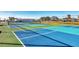 Community pickleball courts with vibrant blue and green surface for active recreation and fun at 8436 Buttonquail Dr, Englewood, FL 34224