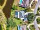 An aerial view of a home highlighting its backyard pool, access to a waterway, and proximity to a quiet cul-de-sac at 17 Dominica Dr, Englewood, FL 34223