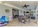 Spacious lanai with a dining area, offering a seamless transition between indoor and outdoor living spaces at 17 Dominica Dr, Englewood, FL 34223