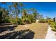 Lush backyard showing a large grassy space, rock landscaping, and mature trees and palms at 5441 Farley St, Port Charlotte, FL 33981