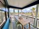 Enjoy dining al fresco on this screened porch with views of the surrounding greenery at 8694 Marsh St, Placida, FL 33946