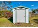 Exterior shot of the storage shed in the backyard at 91 Beverly Cir, Englewood, FL 34223