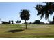 Scenic golf course view featuring lush green fairways, sand traps, and swaying palm trees on a sunny day at 14382 Lillian Cir, Port Charlotte, FL 33981