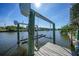 Private boat lift on the canal, providing convenient access to the waterfront from the property's dock at 15652 Ruston Cir, Port Charlotte, FL 33981