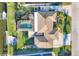 Aerial view of a beautiful waterfront home with a pool, patio, and private boat dock at 1960 Mississippi Ave, Englewood, FL 34224