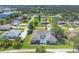 Aerial view of the property showcasing a pool, screened-in patio, and well-manicured lawn at 224 Pine Glen Ct, Englewood, FL 34223