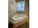 Cozy bathroom highlighting the stand alone tub and artwork throughout the room at 5262 Weatherton St, North Port, FL 34288