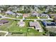 Aerial shot of a residential neighborhood; the homes feature well-manicured lawns and mature trees at 9423 El Campo Ave, Englewood, FL 34224
