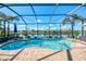 Sparkling pool surrounded by a screened enclosure, offering a private oasis with lake views at 13112 N Marsh Dr, Port Charlotte, FL 33953