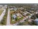 This aerial view showcases a charming home with a fenced yard, outlined in red to show property lines and neighborhood setting at 2191 Williamsburg Way, Englewood, FL 34224