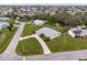 Lovely aerial view of a charming single-story home boasting a circular driveway and lush landscaping at 2545 Geneva Rd, Venice, FL 34293