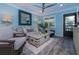 Living room features bright blue walls, comfortable seating, area rug and a ceiling fan at 5041 N Beach Rd # 3A And 3B, Englewood, FL 34223