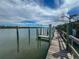 Scenic dock view featuring weathered wood and sturdy pilings extending into the tranquil water at 7237 Rum Bay Dr # 5022, Placida, FL 33946