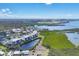 Panoramic aerial of community condominiums, marina and coastal scenery, with picturesque waterfront views at 9203 Griggs Rd # A204, Englewood, FL 34224