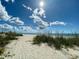 Sandy path through sea oats leads to the beach, promising serene walks and stunning ocean views at 108 Fairway Rd, Rotonda West, FL 33947