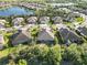 Aerial view of beautiful homes in a community with lake views and lush landscaping at 11417 Okaloosa Dr, Venice, FL 34293