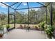 Spacious screened-in patio with lush landscaping, offering a serene outdoor retreat at 11417 Okaloosa Dr, Venice, FL 34293