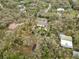 Aerial view of a home surrounded by a dense tree canopy, featuring a pool and circular driveway at 746 Brentwood Dr, Venice, FL 34292