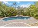 An in-ground pool surrounded by lush tropical foliage in backyard at 746 Brentwood Dr, Venice, FL 34292
