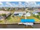 Beautiful backyard with a pool, private dock, and waterfront access at 9382 Rosebud Cir, Port Charlotte, FL 33981