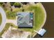 Aerial view showcasing waterfront property with pool, screened lanai, and private boat dock on canal at 14286 Fort Worth Cir, Port Charlotte, FL 33981