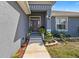 Elegant front entryway with decorative plants and a modern paint scheme at 15251 Appleton Blvd, Port Charlotte, FL 33981