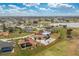 Aerial view of a home with a screened-in pool and a well-maintained lawn in a residential community at 20 Bunker Way, Rotonda West, FL 33947