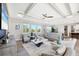 Well-lit living room with a modern design, neutral tones, and large windows at 213 Sunset Rd, Rotonda West, FL 33947