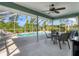 Screened-in patio with outdoor dining area overlooking a refreshing pool at 5 Pine Valley Rd, Rotonda West, FL 33947