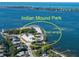 Aerial view of Indian Mound Park showing boat ramps, parking, and surrounding bay at 587 Viridian St, Englewood, FL 34223