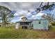Backyard view featuring a shed, a screened-in porch, and fenced-in yard, perfect for relaxing and enjoying the outdoors at 587 Viridian St, Englewood, FL 34223