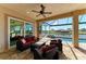 A covered outdoor patio is furnished with seating and has access to a screened-in pool at 8144 Antwerp Cir, Port Charlotte, FL 33981