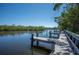 Picturesque view of a peaceful canal, lined with wooden docks and lush vegetation on a sunny day at 107 Jose Gaspar Dr, Englewood, FL 34223