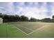 Outdoor community tennis court with green surface surrounded by mature trees at 13 Caddy Rd, Rotonda West, FL 33947