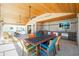 Spacious patio with an outdoor kitchen, colorful dining set, and scenic views for the ultimate outdoor experience at 1957 Arkansas Ave, Englewood, FL 34224