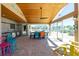 Entertainer's patio boasts a built-in kitchen, colorful dining set, and inviting atmosphere for outdoor gatherings at 1957 Arkansas Ave, Englewood, FL 34224