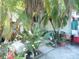 Landscaped front entrance features palm trees, tropical plants, and stepping stone pathway at 26191 Angelica Rd, Punta Gorda, FL 33955