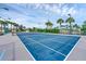 Well-maintained community tennis court surrounded by palm trees and lush landscaping at 1104 Yosemite Dr, Englewood, FL 34223
