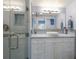 Stylish bathroom featuring a modern vessel sink, white cabinetry, and a glass-enclosed shower for a sleek design at 5000 Gasparilla Rd # Vh37, Boca Grande, FL 33921