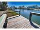 Wooden dock extending into the canal, offering a tranquil spot to enjoy the waterfront scenery and observe local wildlife at 741 W Perry St, Englewood, FL 34223