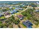 Panoramic aerial perspective capturing houses in a waterfront community with canals and the natural landscape in the background at 8251 Arlewood Cir, Port Charlotte, FL 33981