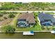 Stunning aerial view of a waterfront home featuring a screened pool, dock, and lush landscaping at 8304 Antwerp Cir, Port Charlotte, FL 33981