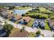 Aerial view of single-story homes with a well-manicured lawns set in a golf community with water features at 24135 Buckingham Way, Punta Gorda, FL 33980
