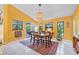 Dining area with stylish furnishings, vibrant walls, and easy access to the outdoor patio at 850 Van Gogh Road, Englewood, FL 34223