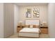 Cozy bedroom with contemporary art, warm bedside lamps, and a comfortable upholstered bed at Lot 16 Blk 266 Hadden Ter, North Port, FL 34287