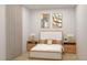 Bright bedroom with neutral tones, coordinated artwork, and warm wood accents for a cozy atmosphere at Lot 17 Blk 257 Omela Terrace, North Port, FL 34286
