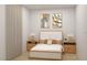 Inviting bedroom showcasing a double bed with elegant bedding and minimalist decor with soft natural lighting at Lot 18Blk 257 7Th Alabelle Ln, North Port, FL 34286