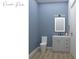 Modern powder room features a stylish vanity, sleek fixtures, and a minimalist design at Lot14 Blk285 Houston Ln, North Port, FL 34287